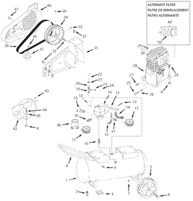Air-Compressor Parts Diagram and Parts List for VT629802  Campbell Hausfeld Compressor